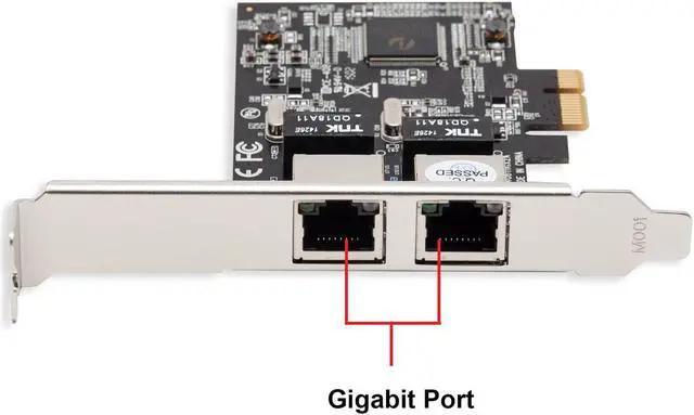 Alt view image 2 of 7 - Syba 2 Port Gigabit Ethernet PCI-e x1 Network Interface Card 10/100/1000Mbps LAN Adapter Controller RTL8111E