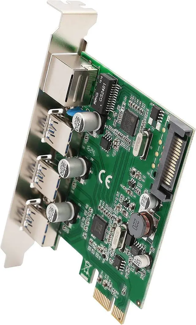 Alt view image 3 of 6 - Syba SD-PEX50100 3 Port USB 3.1 Gen 1 and Gigabit Ethernet PCI-e 2.0 x1 Card