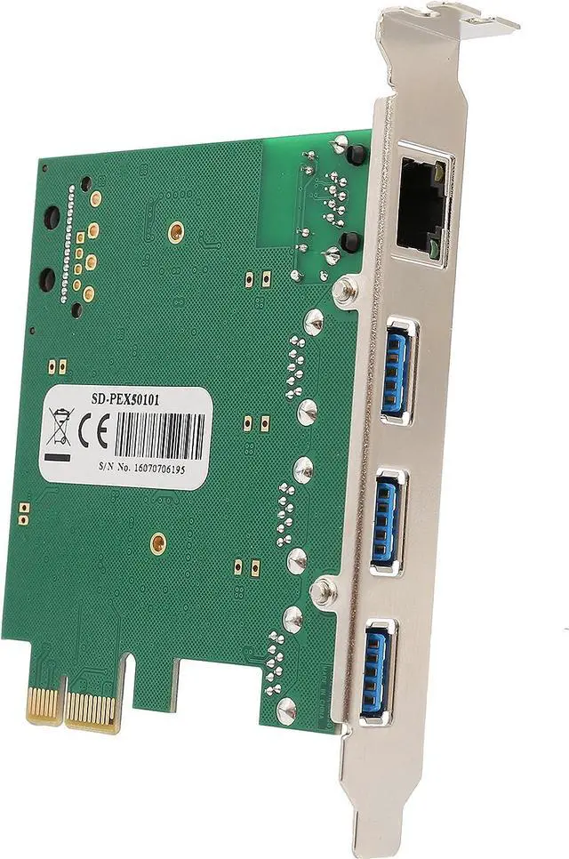 Alt view image 4 of 6 - Syba SD-PEX50100 3 Port USB 3.1 Gen 1 and Gigabit Ethernet PCI-e 2.0 x1 Card