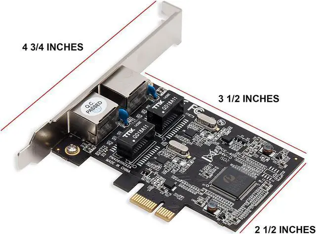Alt view image 3 of 7 - Syba 2 Port Gigabit Ethernet PCI-e x1 Network Interface Card 10/100/1000Mbps LAN Adapter Controller RTL8111E