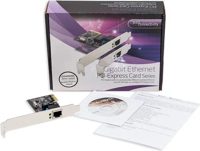 Alt view image 5 of 7 - Syba SD-PEX24009 Gigabit LAN Network NIC PCIe x1 Card Black