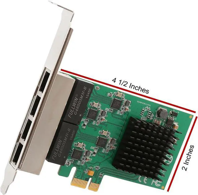 Alt view image 2 of 6 - 4 Port Quad Gigabit Ethernet PCI Express 2.1 PCI-E x1 Network Interface Card (NIC) 10/100/1000 Mbps Realtek Chipset SI-PEX24042