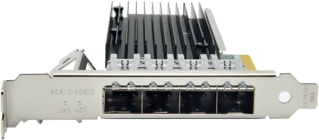 Alt view image 3 of 5 - with Intel Chipset X710-DA4 4Port SFP+ 10Gb Ethernet Converged Network Card Adapter ISCSI NFS DDJKY PCI-e3.0 x8 Controller NIC