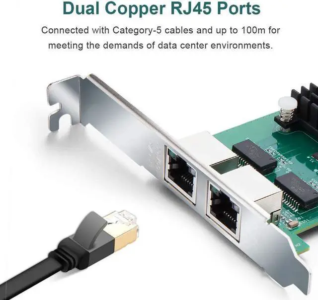 Alt view image 2 of 7 - 10/100/1000Mbps Gigabit Ethernet Converged Network Server Adapter Card (NIC) with Intel 82576 Controller Chip, Dual RJ45 Copper Ports, Compatible for Intel E1G42ET, PCI Express 2.1 X1
