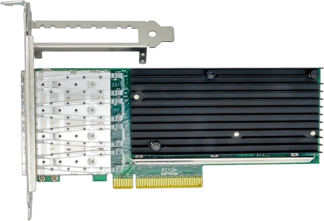 Main image of with Intel Chipset X710-DA4 4Port SFP+ 10Gb Ethernet Converged Network Card Adapter ISCSI NFS DDJKY PCI-e3.0 x8 Controller NIC