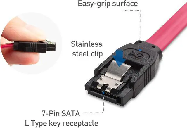 Alt view image 4 of 7 - Cable Matters 3-Pack 90 Degree Right Angle SATA Cable 18 Inches (6.0 Gbps SATA III Cable, SATA Cable for SSD, SATA SSD Cable, SATA 3 Cables) Red