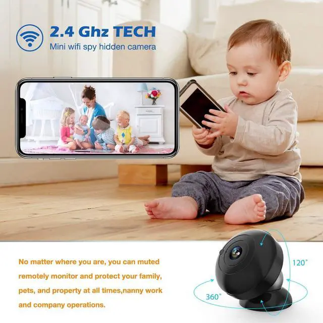 Alt view image 2 of 6 - Mini Spy Camera 1080p Hidden Camera,Wireless WiFi Small USB Hidden Camera with Audio Night Vision and Motion Activated Indoor Use Security Cameras Surveillance Cam for Car Home Office (Coal-Black)