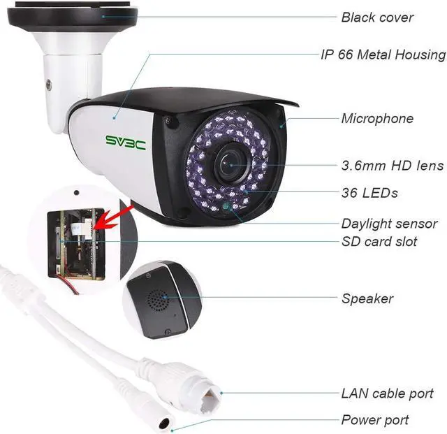 Alt view image 7 of 7 - SV3C 5MP POE IP Camera Outdoor, 2 Pack Power Over Ethernet Security Surveillance Cameras with 2-way Audio, Humanoid Detection, RTSP Web Browser View, IP66 Waterproof, Support Max 128G SD Card(No WiFi)