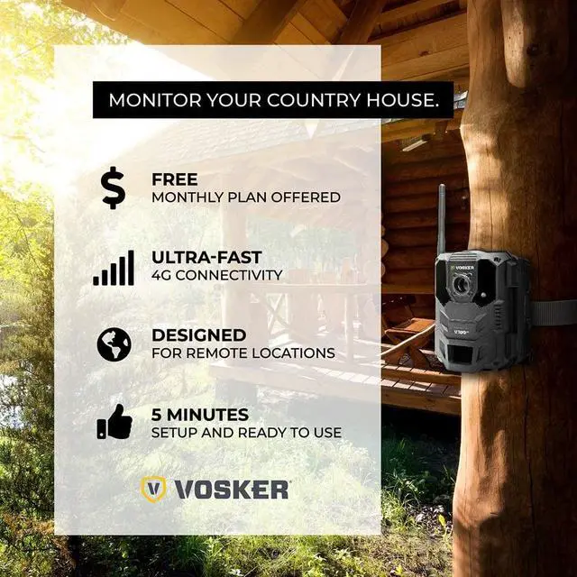Alt view image 2 of 6 - Vosker V200 | Outdoor Security Camera | Built-in Solar Panel | Cellular LTE, Wireless, Weatherproof, No Wi-Fi Required | Motion Activated HD Surveillance Cameras | Mobile Phone Push Notifications