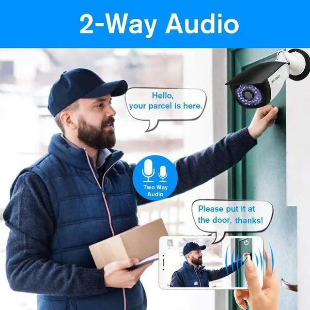 Alt view image 3 of 7 - SV3C 5MP POE IP Camera Outdoor, 2 Pack Power Over Ethernet Security Surveillance Cameras with 2-way Audio, Humanoid Detection, RTSP Web Browser View, IP66 Waterproof, Support Max 128G SD Card(No WiFi)