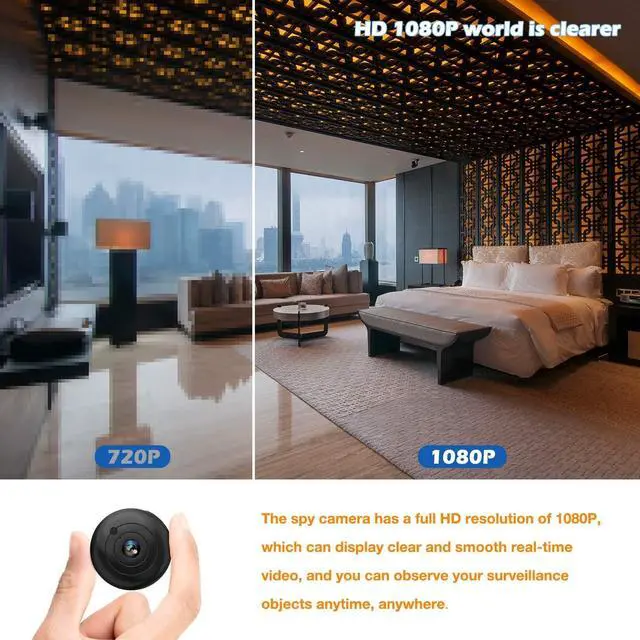 Alt view image 5 of 6 - Mini Spy Camera 1080p Hidden Camera,Wireless WiFi Small USB Hidden Camera with Audio Night Vision and Motion Activated Indoor Use Security Cameras Surveillance Cam for Car Home Office (Coal-Black)
