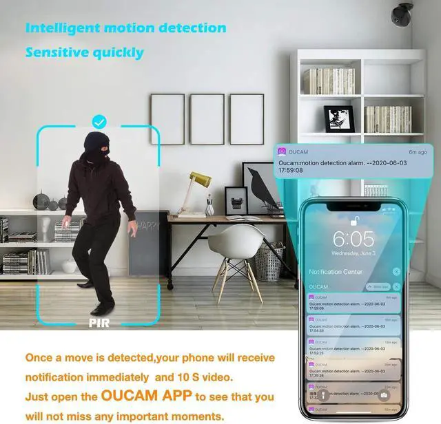 Alt view image 3 of 6 - Mini Spy Camera 1080p Hidden Camera,Wireless WiFi Small USB Hidden Camera with Audio Night Vision and Motion Activated Indoor Use Security Cameras Surveillance Cam for Car Home Office (Coal-Black)