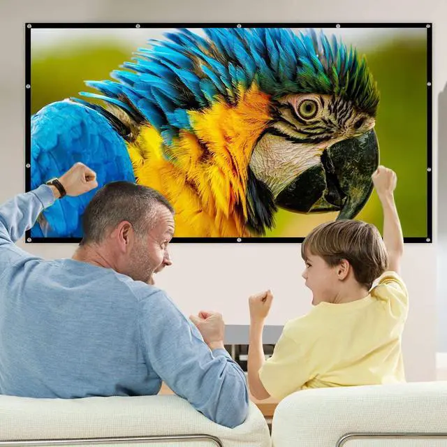 Alt view image 6 of 7 - 120 inch Projector Screen 16:9 Foldable Anti-Crease Portable Projector Movies Screens for Home Theater Outdoor Indoor Support Double Sided Projection