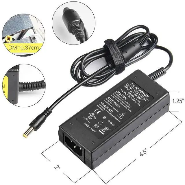 Alt view image 2 of 6 - 12V 5A AC to DC Power Adapter, UL Listed, 60W 100-220V to 12 Volt 5 Amp Transformer for Security Camera System, Flexible LED Tape Strip Light, 3 Foot Cord