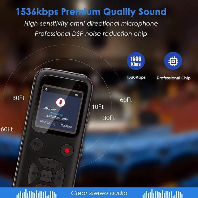 Alt view image 5 of 7 - 72GB Digital Voice Activated Recorder: Portable Tape Recorder with Playback Audio Recording Device for Lectures Meetings, Small Dictaphone Sound Recorder with Line in | Password | Support TF Expansion