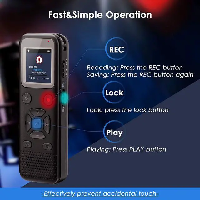 Alt view image 4 of 7 - 72GB Digital Voice Activated Recorder: Portable Tape Recorder with Playback Audio Recording Device for Lectures Meetings, Small Dictaphone Sound Recorder with Line in | Password | Support TF Expansion