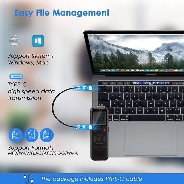 Alt view image 7 of 7 - 72GB Digital Voice Activated Recorder: Portable Tape Recorder with Playback Audio Recording Device for Lectures Meetings, Small Dictaphone Sound Recorder with Line in | Password | Support TF Expansion