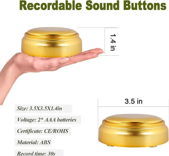 Alt view image 5 of 7 - Recordable Buttons | Pet Talking Button | Custom Sound Button | Easy Button for Dog or Cat Communication | Game Buzzer for Home Office Gifts (Including Batteries)