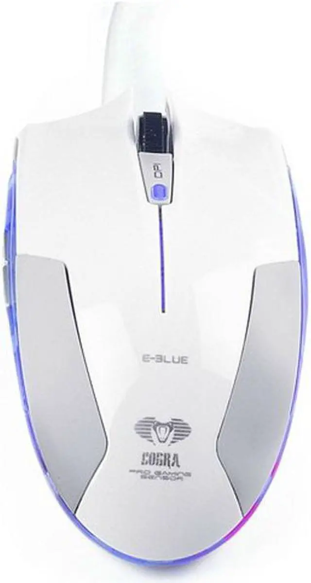 Alt view image 3 of 3 - E-3lue EMS-109WH Cobra Adjustable 1600 DPI Wired USB Optical Gaming Mouse - White