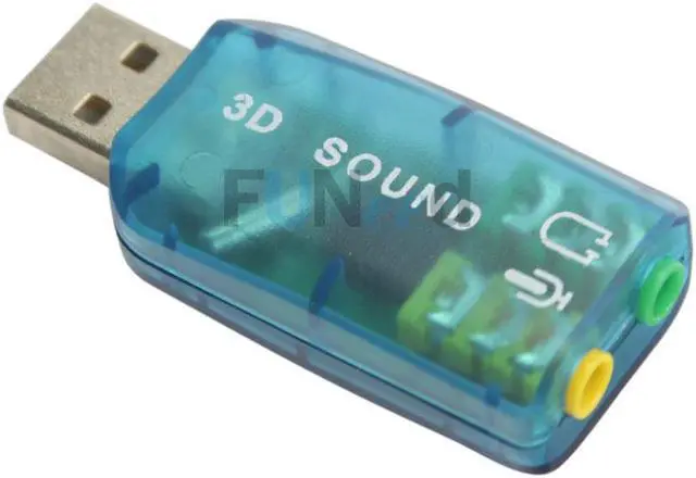 Alt view image 2 of 4 - Blue USB 2.0 to Mic/Speaker 5.1 audio Sound Card Adapter 5V  Plug & Play