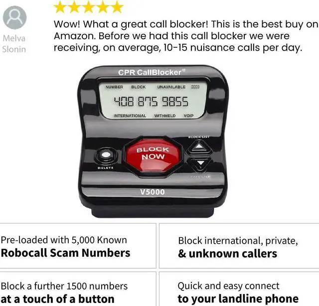 Alt view image 8 of 14 - CPR V5000 Landline Call Blocker, Block 5000 Known and 1500 Additional Scam Robocall. Block All Robocalls, Political Calls, Private Calls at a Touch of a Button