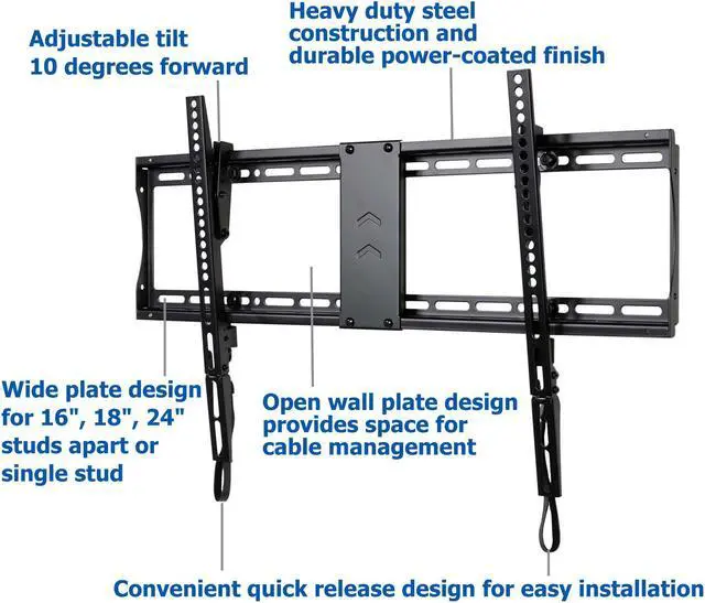 Alt view image 5 of 7 - VideoSecu Tilt TV Wall Mount for Most Vizio Sharp LG Samsung  32" to 85" LCD LED Plasma UHD 4K HDTV Flat Panel Screen Display with VESA 700x400mm, Load 165lbs BXM