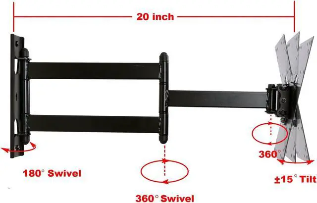 Alt view image 4 of 5 - VideoSecu Tilt Swivel Full Motion Swing Arm TV Wall Mount Bracket for most 22-42 inch LCD LED 3D HDTV Flat Panel Screen Displays - Free 10ft HDMI Cable AB4