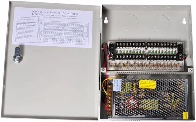 Alt view image 2 of 2 - VideoSecu CCTV 18CH Port Output 12V DC Regulated Power Distribution Box Supply Panel for Security Camera 1T8