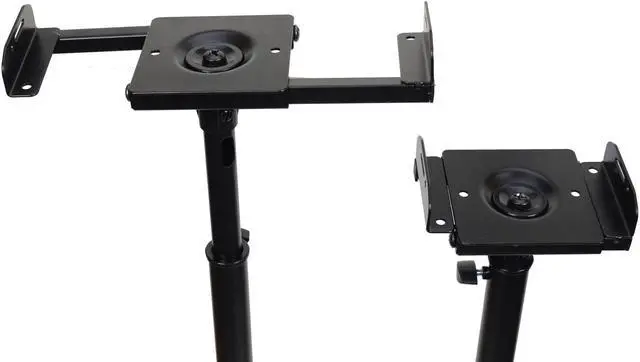 Alt view image 2 of 4 - VideoSecu Universal Pair of Adjustable Side Clamping Heavy Duty Steel Floor Front or Rear Satellite Surround Sound Stereo Studio Audio Speaker Stands Mount 1B5