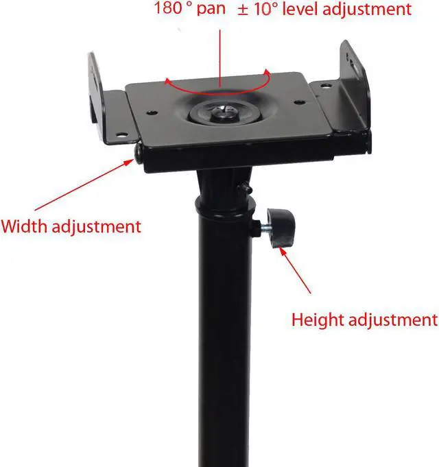 Alt view image 4 of 4 - VideoSecu Universal Pair of Adjustable Side Clamping Heavy Duty Steel Floor Front or Rear Satellite Surround Sound Stereo Studio Audio Speaker Stands Mount 1B5