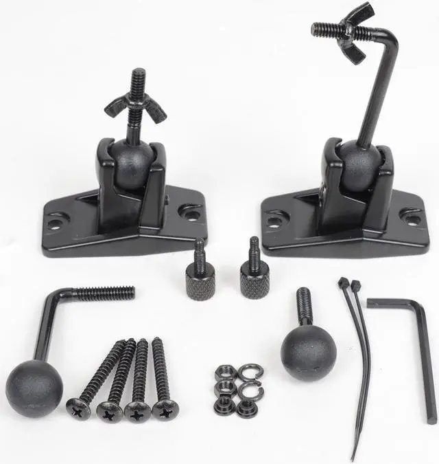 Main image of VideoSecu 2 Satellite Surround Sound Speaker Wall Ceiling Mount Home Theater Tilt Pan Rotate Bracket Black BJM