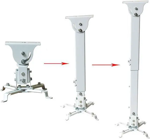 Alt view image 5 of 13 - VideoSecu Tilt Swivel Rotate LCD DLP Projector Ceiling Mount Bracket Fits Flat or Vaulted Ceiling with Extendable Pole - Height Adjustable/ Cable Management 3CA