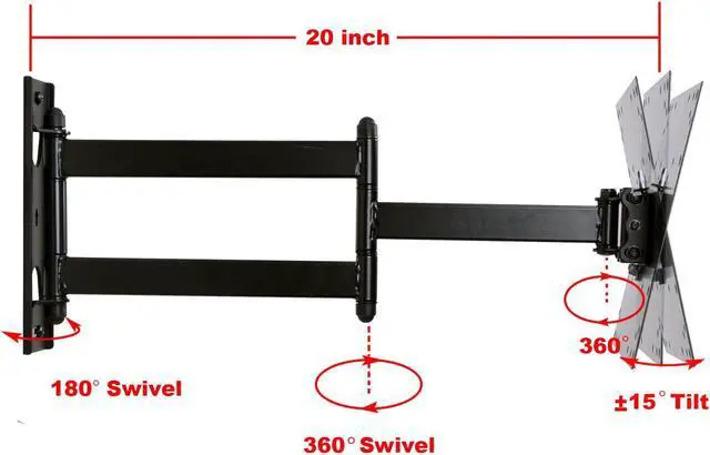 Alt view image 2 of 4 - VideoSecu Full Motion Tilt Swivel Articulating Arm TV Wall Mount for 22 - 42 inch LCD LED Flat Panel Screens Display with DVD DVR VCR Bracket - Free 10ft HDMI Cable bix