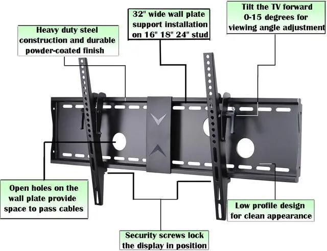 Alt view image 2 of 7 - VideoSecu Tilt TV Wall Mount for Samsung 39-70" LCD LED HDTV Flat Panel Screens with VESA 700x400/ 600x400/ 400x400mm - Free 7ft HDMI Cable & Bubble Level 3KR
