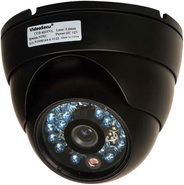 Alt view image 2 of 3 - VideoSecu CCTV Weatherproof Wide Angle View Security Camera IR Night Vision Built-in Sony CCD High Resolution 600TVL with Power Supply for CCTV Surveillance DVR System 1O4