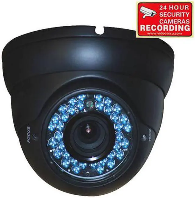 Main image of VideoSecu Vandal Proof IR Day Night Vision Built-in 1/3 inch CCD Long Range 4 - 9mm Varifocal Lens 480TVL High Resolution 36 LEDs Security Camera 1k2