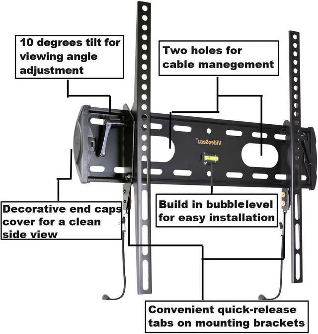 Alt view image 2 of 5 - VideoSecu Tilt TV Wall Mount for Samsung most 26-47 inch LCD LED Plasma Flat Panel Screens with VESA 400x400/ 300x300mm 1XP