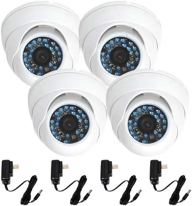 Main image of VideoSecu 4 Pack Weatherproof Outdoor Indoor Vandal-proof Infrared Day Night Vision Security Cameras CCTV Surveillance Built-in 1/3 inch CCD 3.6mm Wide Angle Lens 480TVL with 4 Power Supply 1FI