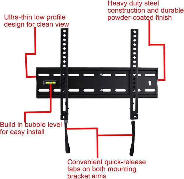 Alt view image 3 of 5 - VideoSecu TV Wall Mount for Toshiba 26-50 inch LCD LED Plasma HDTV with VESA 400x400/ 300x300/ 200x200mm, Low Profile 1", Heavy Duty TV Bracket 1RX