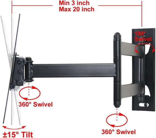 Alt view image 5 of 6 - VideoSecu Tilt Swivel TV Wall Mount for Sansui 22 24 26 28 29 32 39 40 42" SLED3912 SLED4015 SLED4216 SLED4219 LED LCD TV with VESA 200x200/ 100x100mm, load 66lbs, Heavy Duty Low Profile Bracket 3KB
