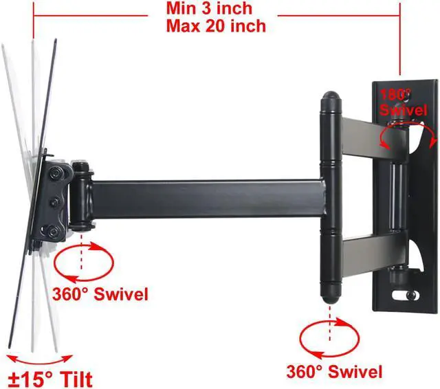 Alt view image 6 of 6 - VideoSecu LCD & LED HDTV UHD TV Monitor Wall Mount for most 22"- 42" Flat Panel Screen Display with VESA 200x200/ 100x100mm, Max load 66lbs Tilt Swivel Swing Long Arm Low Profile TV Mount Bracket a1d