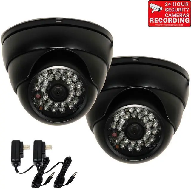 Main image of VideoSecu 2 Pack Security Camera Outdoor Indoor IR Day Night Vision 28 LEDs Built-in 1/3" SONY Effio CCD 600TVL 3.6mm Wide Angle Lens with 2 Power Supply WR1