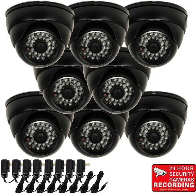 Main image of VideoSecu 8 Pack 3.6mm Wide Angle Lens Security Camera Outdoor Indoor Weatherproof IR Day Night Vision 28 LEDs Built-in 1/3" SONY Effio CCD 600TVL with 8 Power Supply WQN