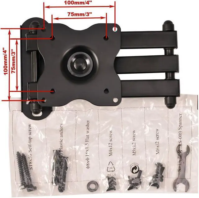 Alt view image 5 of 6 - VideoSecu Tilt Swivel Rotate TV Monitor Wall Mount for VIZIO most 19 22 23 24 26 28 29 32 37 39" LCD LED HDTV, Articulating Arm Full Motion Bracket with VESA 200x200/ 100x100mm WS2