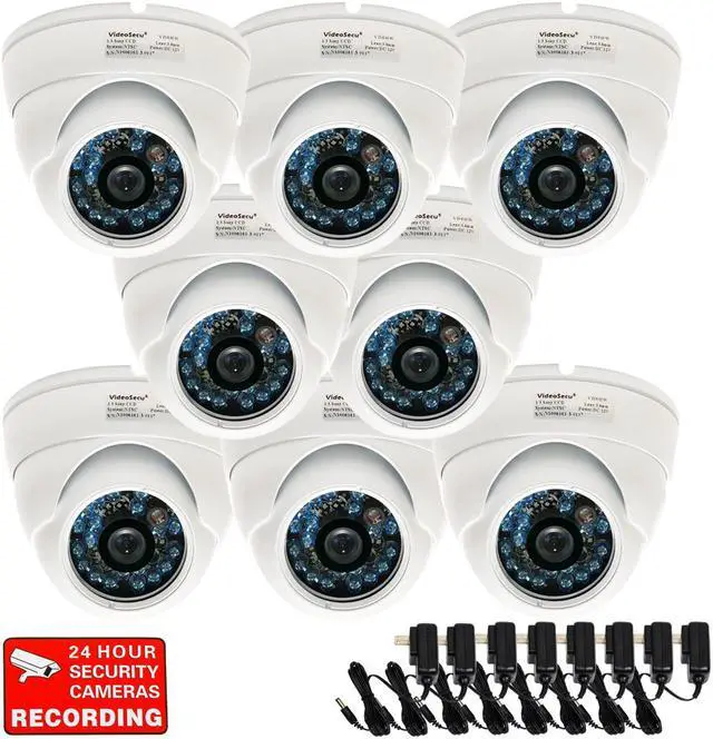 Main image of VideoSecu 8 Pack Builit-in 1/3" SONY CCD Security Camera Weatherproof Outdoor vandal Proof IR Night Vision 600 TV Lines 3.6 mm Wide Angle View with 8 Power Supply for CCTV Surveillance DVR System A58