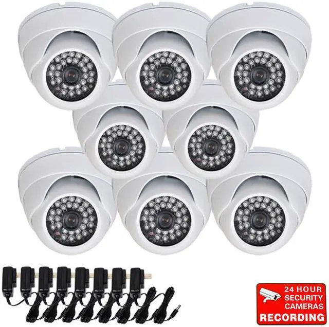 Main image of VideoSecu 8 Pack Weatherproof Vandal Proof Outdoor Indoor Security Camera IR Day Night Vision Built-in 1/3" Sony Effio CCD 700TVL Wide Angle View for CCTV Surveillance with 8 Power Supply AK8