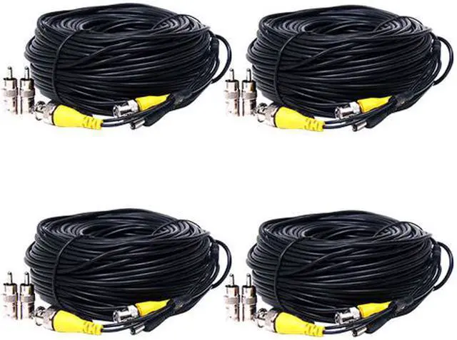 Main image of VideoSecu 4 Pack 150ft Video Power Extension Cable Wire Cord with BNC RCA Adapters for CCTV Security Camera DVR System 1OA