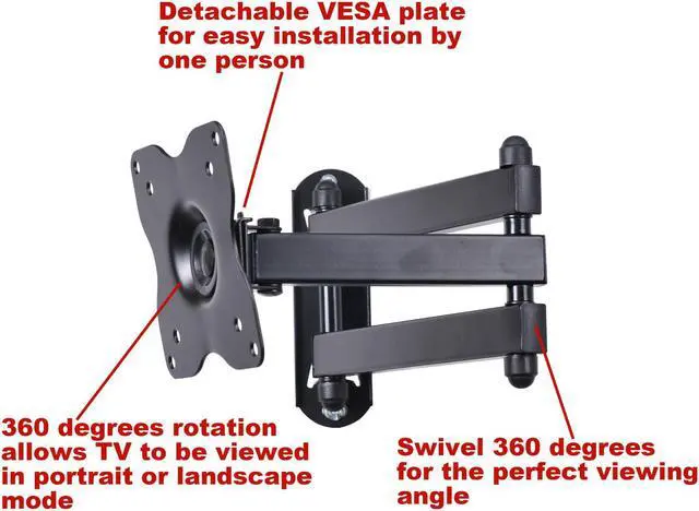 Alt view image 4 of 7 - VideoSecu Swing Arm Tilt Swivel Full Motion TV Wall Mount for SCEPTRE 24 inch LCD LED UHD E245BV-FHD E245PD-FHDR E245PV-FHDR E245RD-FHDR E248W-1920 E245RV-FHDR TV Monitor Mount Bracket 1KX