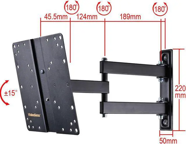 Alt view image 2 of 4 - VideoSecu Articulating Arm Wall Mount for 22-42" TV Monitor LCD LED UHD with Swivel Tilt, VESA 200x200/100x100/75x75mm, Full Motion TV Mount Bracket - Post-installation Level Adjustment B65