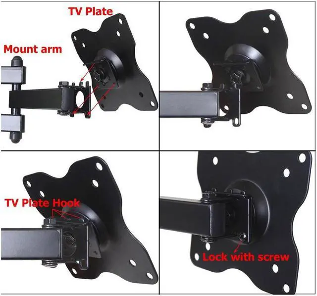 Alt view image 2 of 7 - VideoSecu Full Motion Swivel Tilt Articulating TV Monitor Wall Mount for Samsung 15 19 22 24 28 29 inch LCD LED with VESA 100/75 BHP